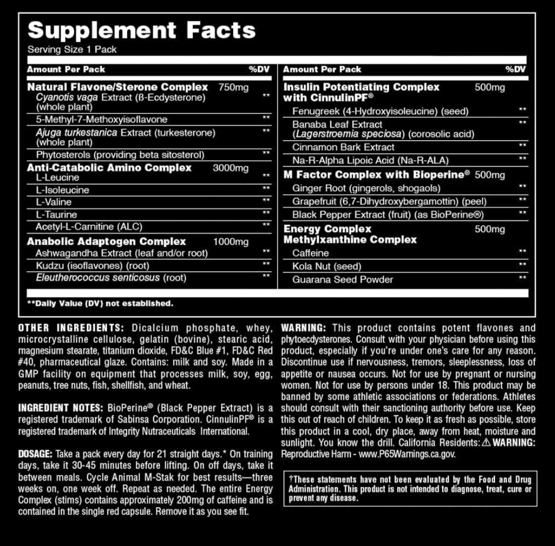 ANIMAL M-STAK UNIVERSAL NUTRITION