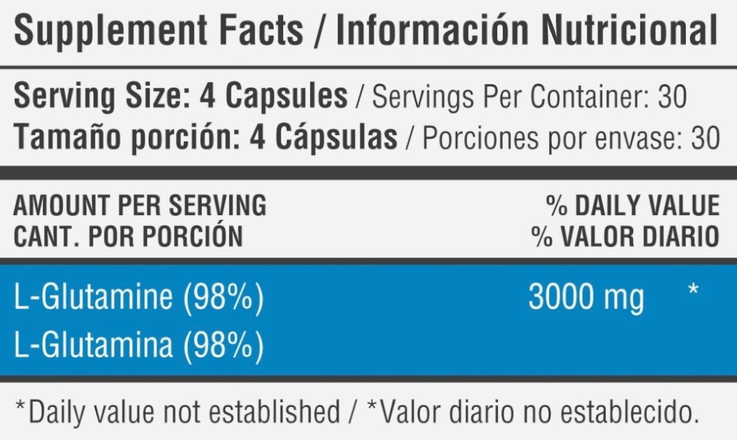 L- GLUTAMINE 3000MG 120 CÁPSULAS HEALTHY SPORTS