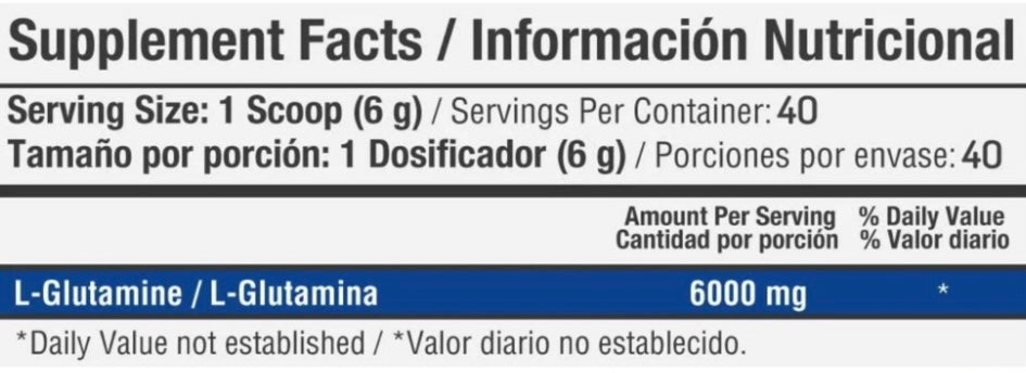 L-GLUTAMINE POLVO 6000 MG x 240 GR (40 SERV) HEALTHY SPORTS