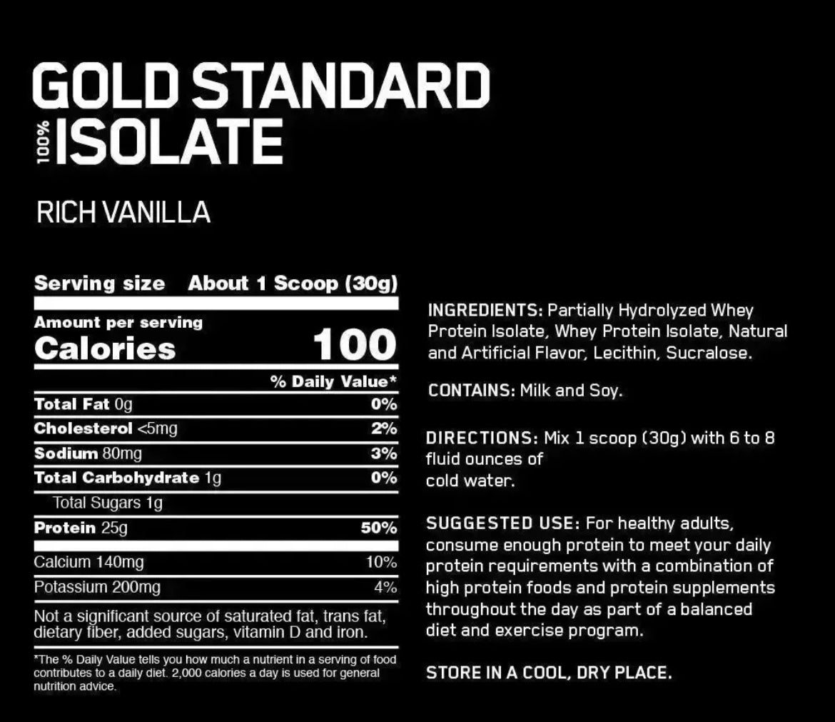 GOLD STANDARD 100% ISOLATE OPTIMUM NUTRITION