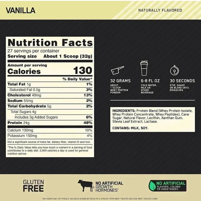 GOLD STANDARD 100% WHEY NATURALLY FLAVORED OPTIMUM NUTRITION