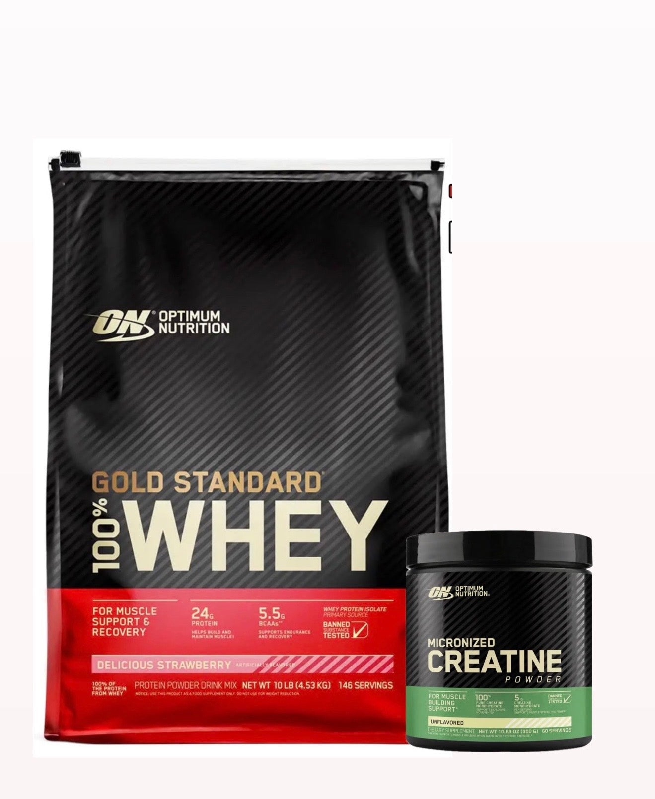 WHEY GOLD 10 LB STRAWBERRY + CREATINE 60 SERV OPTIMUM