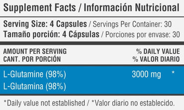 L- GLUTAMINE 3000MG 120 CÁPSULAS  HEALTHY SPORTS