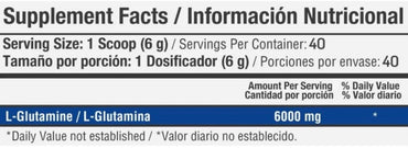L-GLUTAMINE POLVO 6000 MG x 240 GR (40 SERV) HEALTHY SPORTS