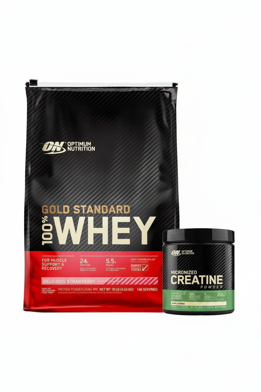 WHEY GOLD 10 LB STRAWBERRY + CREATINE 60 SERV OPTIMUM