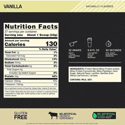 GOLD STANDARD 100% WHEY NATURALLY FLAVORED OPTIMUM NUTRITION